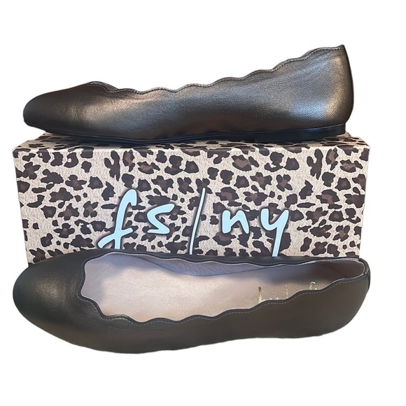 NWB French Sole Jigsaw Metallic Leather Scallop Ballet Flats Sz-11 - Picture 1 of 6